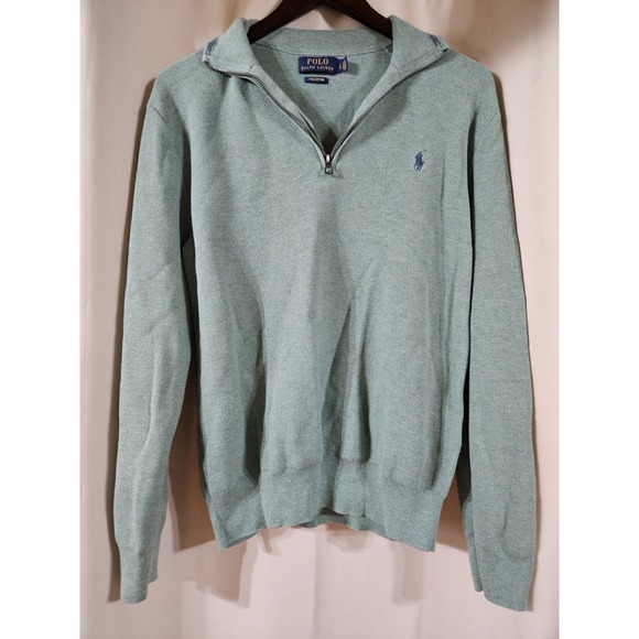 Polo Ralph Lauren Other - Polo Ralph Lauren Green Pima Cotton 1/4 Zip Pullover Knit Sweater Mens Large